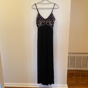 Promesa Black Jumpsuit with Multicolor Bodice and Wide Legs